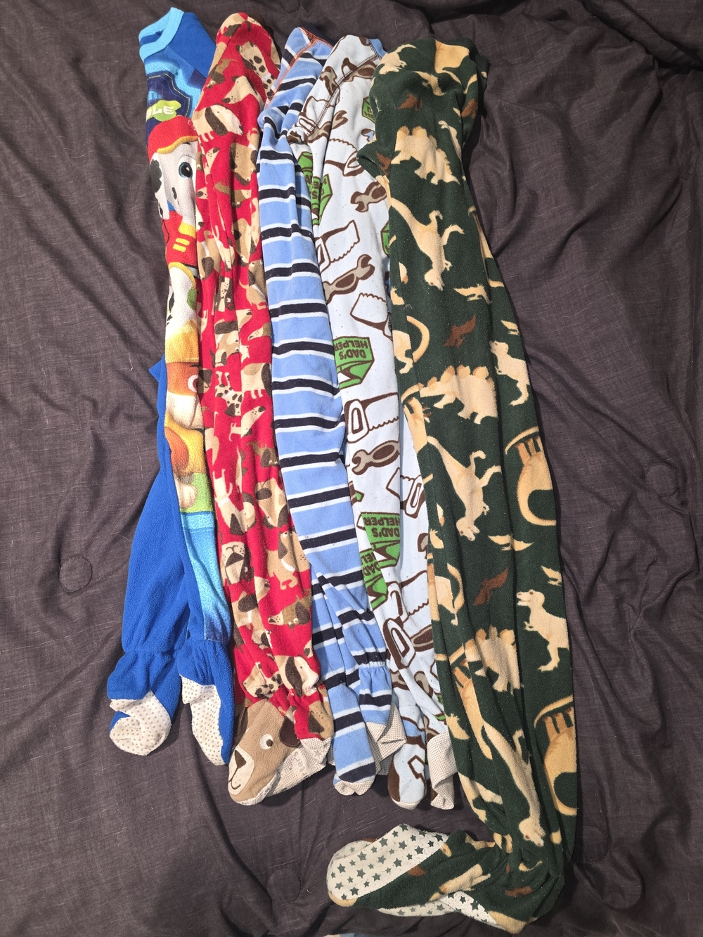 Nickelodeon Kids Footed Pajamas - Blue, Red, Green, Tan Prints